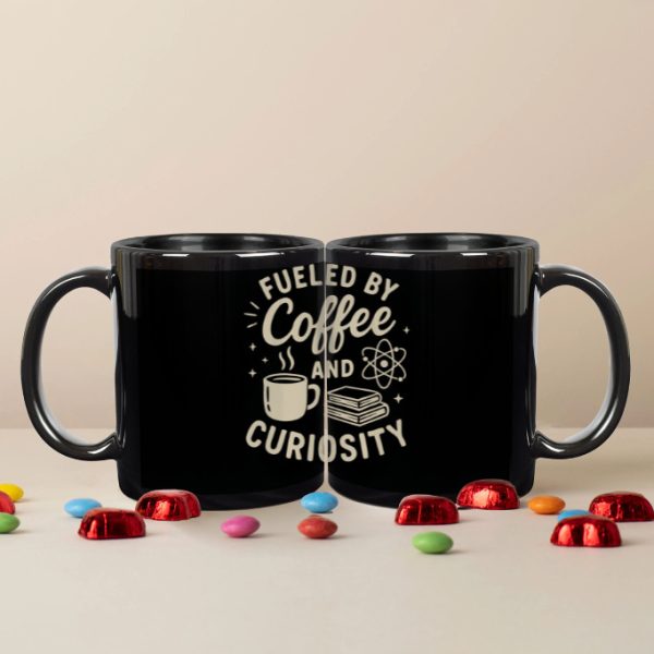 Fueled By Coffee & Curiosity | Black Coffee Mug